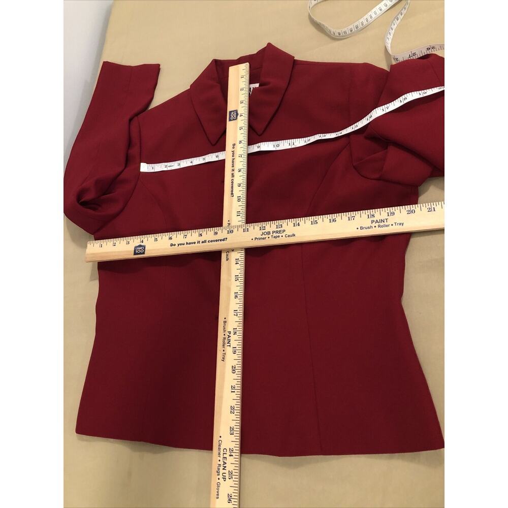 Morgan Miller 2 Pcs Skirt Suite Size 12 Red Long Sleeve 4 Button Lined Collared - Picture 11 of 14
